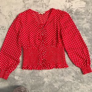 Red and white Polka dot top